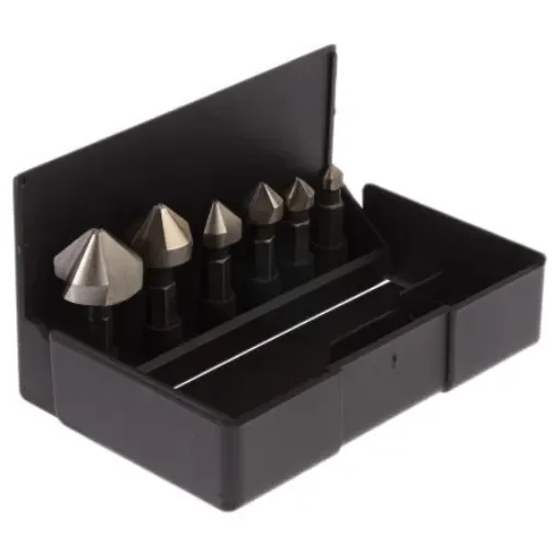 RS PRO Countersink Drill Bit Set, 6.3 mm, 8.3 mm, 10.4 mm, 12.4 mm, 16.5 mm, 20.5 mm Head, 6 Piece(s) - 2485576 product image