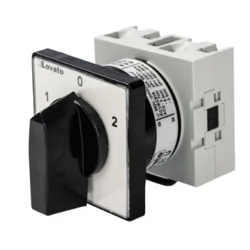 Lovato, 1P 3 Position 60° Changeover Cam Switch, 690V (Volts), 20A, Short Black Handle Actuator - GX2051U product image
