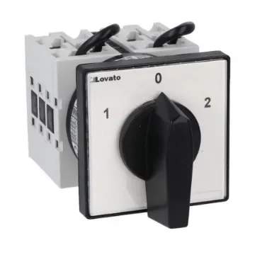 Lovato, 3PDT 3 Position 60° Changeover Cam Switch, 690V (Volts), 32A, Short Black Handle Actuator - GX3253U product image