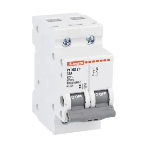 Lovato 2P Pole DIN Rail Switch Disconnector - 32A Maximum Current - P1MS2P032 product image