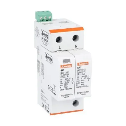 Lovato Single Phase Surge Protector, 60kA, < 1.5kV, DIN Rail Mount - SA01NA320R product image