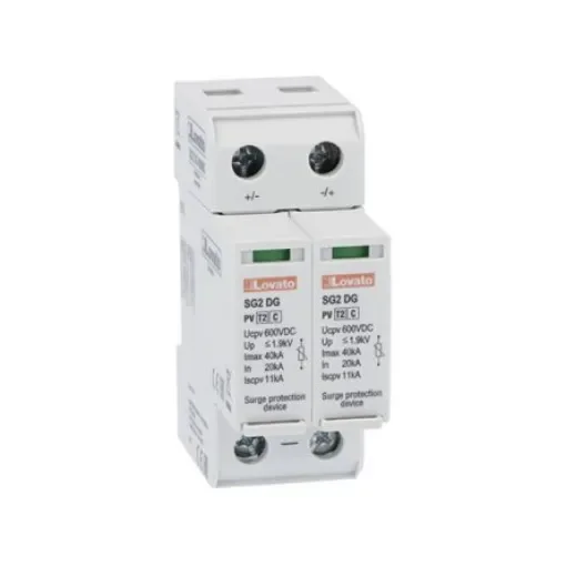 Lovato Single Phase Surge Protector, 40kA, DIN Rail Mount - SG2DG600M2 product image