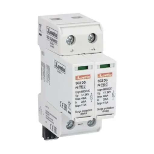 Lovato Single Phase Surge Protector, 40kA, DIN Rail Mount - SG2DG600M2R product image