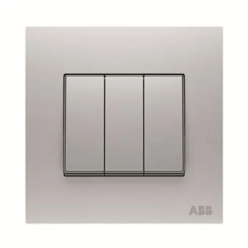 ABB Silver Rocker Light Switch, 2 Way, 3 Gang, Millenium - 2CLA630219N1156 product image