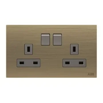 ABB Gold 2 Gang Plug Socket, 2 Poles, 13A, BS, Outdoor Use - 2CLA643719N1601 product image
