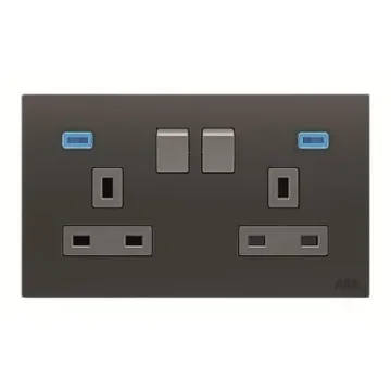 ABB Black 2 Gang Plug Socket, 2 Poles, 13A, BS, Indoor Use - 2CLA643729N1501 product image
