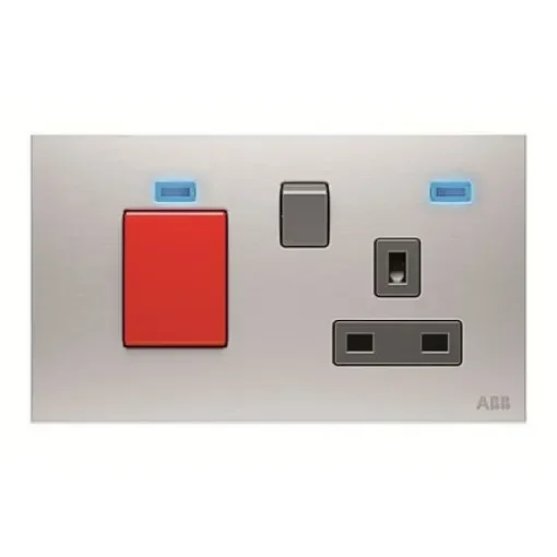 ABB Light Grey 1 Gang Plug Socket, 2 Poles, 13A, BS, Outdoor Use - 2CLA643749N1101 product image