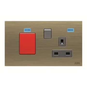 ABB Gold 1 Gang Plug Socket, 2 Poles, 13A, BS, Outdoor Use - 2CLA643749N1601 product image