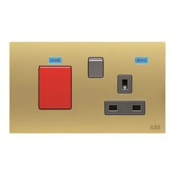 ABB Gold 1 Gang Plug Socket, 2 Poles, 13A, BS, Outdoor Use - 2CLA643749N1701 product image