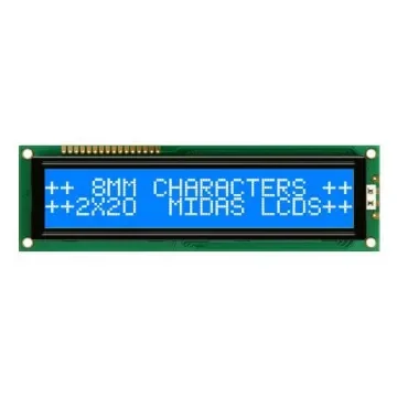 Midas MC22008B6W-BNMLW-V2 Alphanumeric LCD Alphanumeric Display, 2 Rows by 20 Characters product image