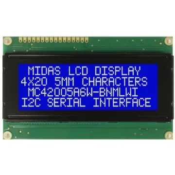 Midas MC42005A6W-BNMLWI-V2 Alphanumeric LCD Alphanumeric Display, 4 Rows by 20 Characters product image