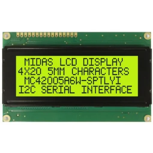 Midas MC42005A6W-SPTLYI-V2 Alphanumeric LCD Alphanumeric Display, 4 Rows by 20 Characters product image