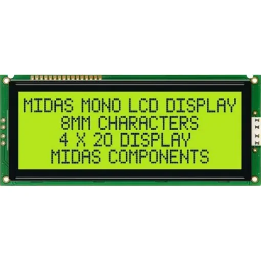 Midas MC42008A6W-SPTLY Alphanumeric LCD Alphanumeric Display, 4 Rows by 20 Characters product image