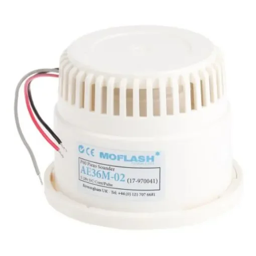 Moflash AE36M Series Panel Mount Electronic Sounder, 12/24V dc, 100dB at 1 m, IP30, DC, 2-Tone - AE36M-02 product image