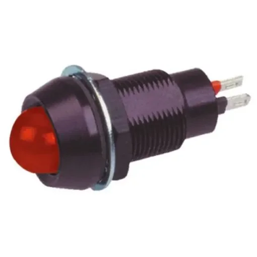Marl Red Panel Mount Indicator, 230V ac, 12.7mm Mounting Hole Size, Solder Tab Termination, IP67 - 651-105-76 product image
