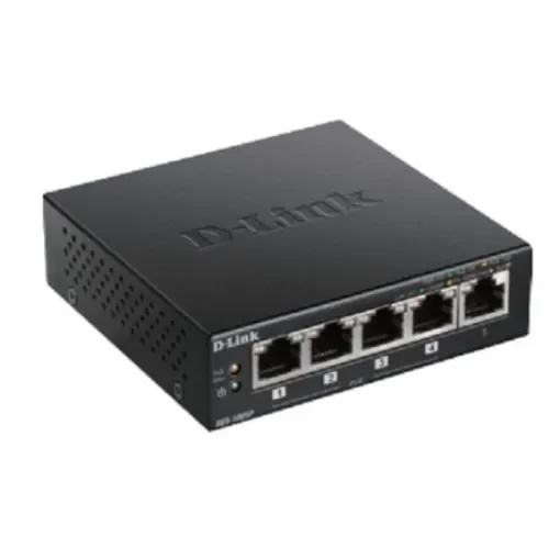 D-Link 5-Port Desktop Gigabit PoE+ Switch, Unmanaged 5 Port Gigabit Switch With PoE UK - DGS-1005P/B product image