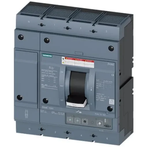 Siemens, SENTRON MCCB Molded Case Circuit Breaker 4P 600A, Breaking Capacity 65 kA, Fixed Mount - 3VA6560-6HL46-2AA0 product image