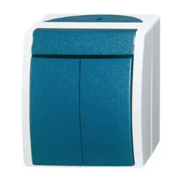 ABB Blue Rocker Light Switch, 1 Way, 2 Gang, 2CKA001085A - 2CKA001085A1606 product image