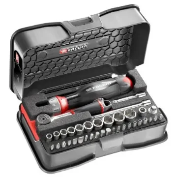 Facom 38-Piece Metric 1/4 in Standard Socket/Bit Set with Ratchet, 6 point - R.161-6ATCL3PB product image