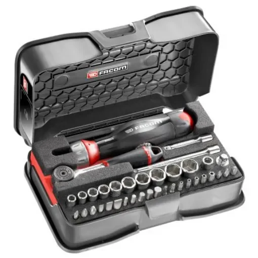Facom 38-Piece Metric 1/4 in Standard Socket/Bit Set with Ratchet, 6 point - R.161-6ATCL3PB product image