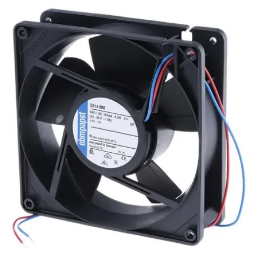 ebm-papst 5200 N Series Axial Fan, 24 V dc, DC Operation, 187m³/h, 4.6W, 192mA Max, 127 x 127 x 38mm - 5214NM product image