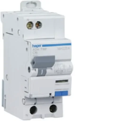 Hager RCBO, 16A Current Rating, 1P Poles, 30mA Trip Sensitivity, Type A-HI - ADH716F product image