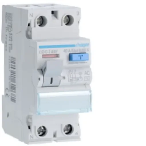 Hager CDC RCD Switch, 40A, 2 Pole, 30mA, Type AC, 230V - CDC748F product image