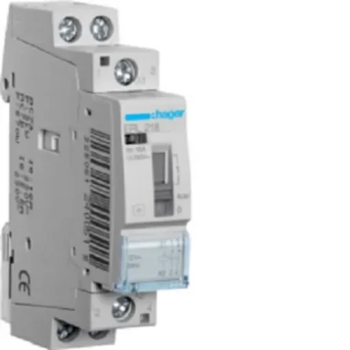 Hager ERL Contactor Relay, 12 V ac Coil, 2-Pole, 16 A, 3 kW, 1NO+1NC - ERL218 product image
