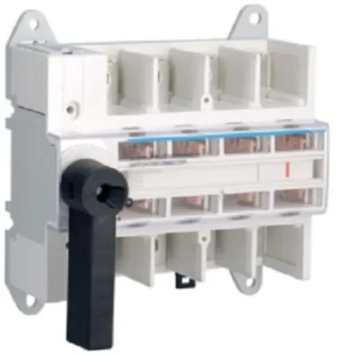 Hager 4P Pole DIN Rail Isolator Switch - 125A Maximum Current, 45kW Power Rating, IP00 - HA406N product image