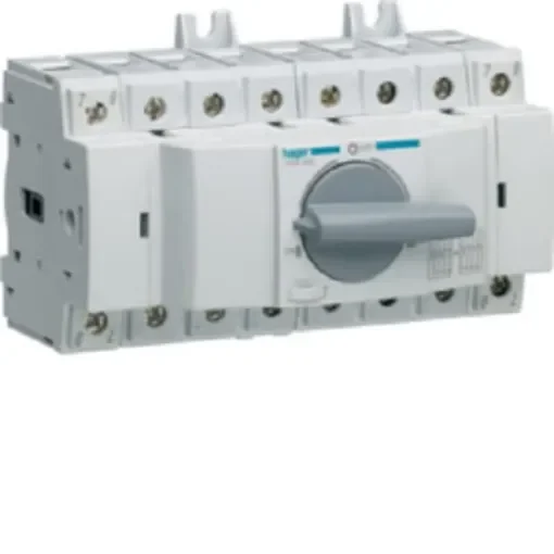 Hager 4P Pole DIN Rail Isolator Switch - 63A Maximum Current, 41kW Power Rating, IP20 - HIM406 product image
