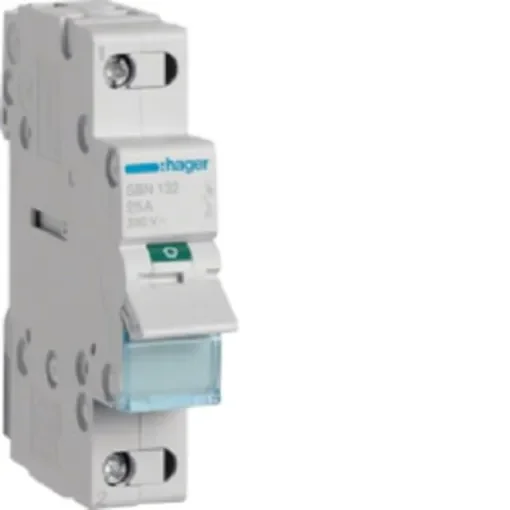 Hager SBN Series Modular Switch, (On)-Off, DIN Rail, NC/NO, 440V, IP20 - SBN132 product image