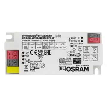 Osram LED Driver, 20-50V Output, 40W Output, 500-1050mA Output, Constant Current Dimmable - OTI-DALI-40/220-240/1A0-NFC-LP product image