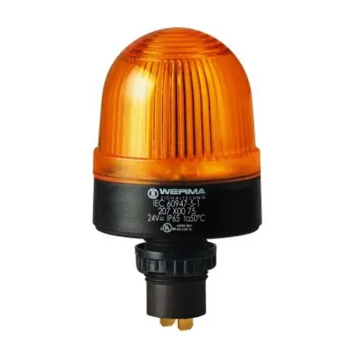 Werma 207 Series Yellow Continuous lighting Beacon, 230 V, Built-in Mounting, LED Bulb - 207.300.68 product image