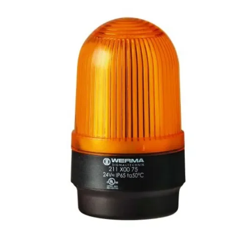 Werma 211 Series Yellow Continuous lighting Beacon, 24 V, Base Mount, LED Bulb, IP65 - 211.300.75 product image