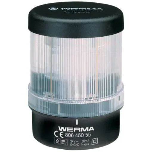 Werma 806 Series Clear Continuous lighting Beacon, 24 V, Base Mount/ Wall Mount, LED Bulb - 806.450.55 product image