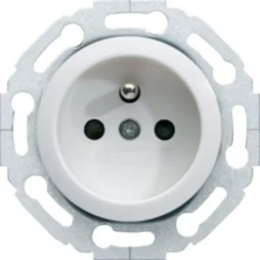 Hager White 1 Gang Plug Socket, 2P+T Poles, 16A, French 2P, Indoor Use - WMV100B product image