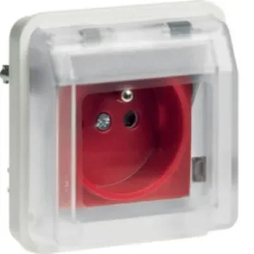 Hager White 1 Gang Plug Socket, 2P+T Poles, 16A, French 2P, Outdoor Use - WNA105B product image
