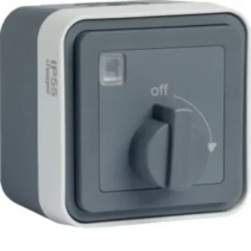 Hager Off-On Control Station Switch, Polypropylene, Grey, Off, On, IP55 - WNC009 product image