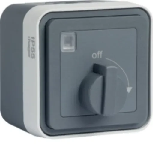 Hager Off-On Control Station Switch, Polypropylene, Grey, Off, On, IP55 - WNC009 product image