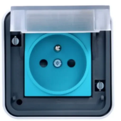 Hager Witty Grey 1 Gang Plug Socket, 2P+T Poles, 16A, French 2P, Indoor Use - XEV080 product image