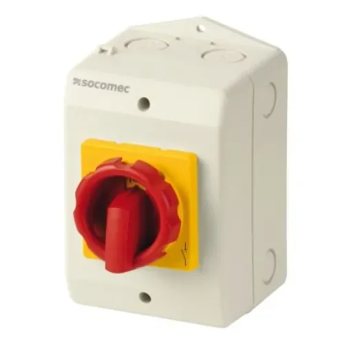 Socomec 4P Pole Wall Mount Switch Disconnector - 63A Maximum Current, 22kW Power Rating, IP65 - 21154406 product image
