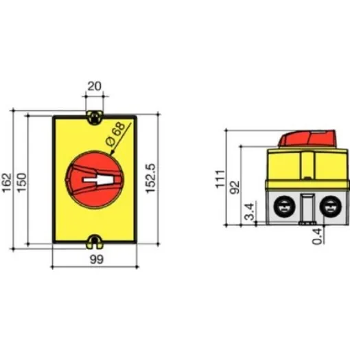 Socomec 3P Pole Wall Mount Switch Disconnector - 40A Maximum Current, IP65 - 22153404 product image