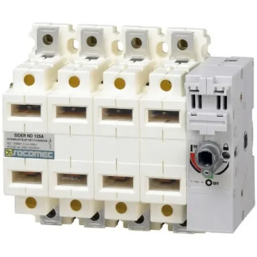 Socomec 4P Pole DIN Rail Switch Disconnector - 125A Maximum Current, 110kW Power Rating - 29214012 product image