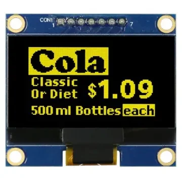 Midas 1.54in Yellow Passive matrix OLED Display 128 x 64pixels COB SPI Interface - MDOB128064BV-YS product image