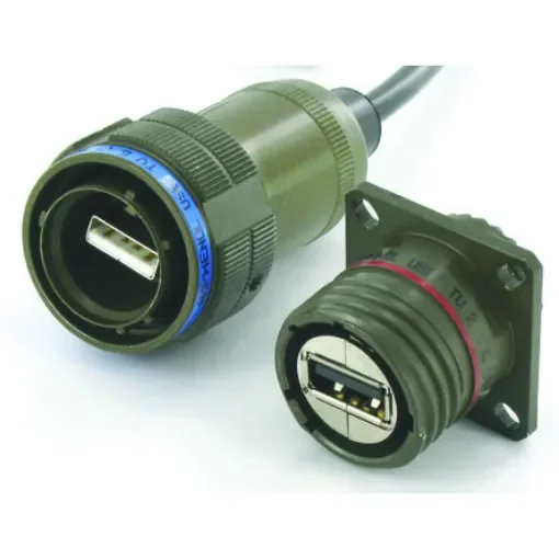 Amphenol Socapex Straight, Jam Nut, Socket Type A 2.0 IP68 USB Connector - USBFTV7PE1G product image