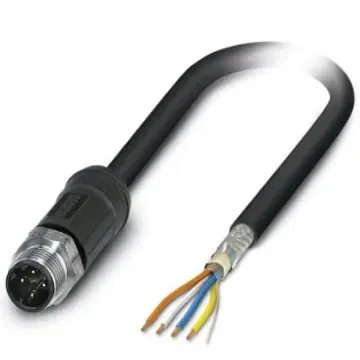 Phoenix Contact, 5m Cat5, Black M12 to Male Unterminated, Shielded Shielded, Terminated - 1454215 product image