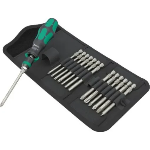 Wera 1/4 in Hexagon Ratchet Screwdriver & Bit Set, 160 mm length Nickel Plated - 05051061001 product image