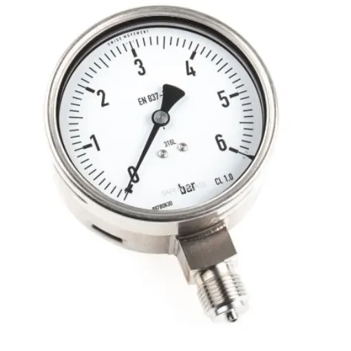RS PRO G 1/2 Analogue Pressure Gauge 6bar Bottom Entry 100mm Outside Diameter - 33043414 product image