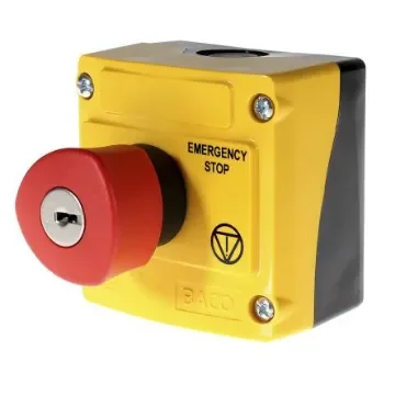 BACO LBX1 Series Key Release Emergency Stop Push Button, Surface Mount, 2NC, IP66 - LBX11302 product image