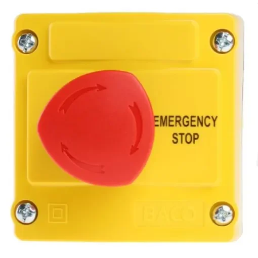 BACO LBX1 Series Twist Release Emergency Stop Push Button, Surface Mount, 1NC, IP66 - LBX10510 product image